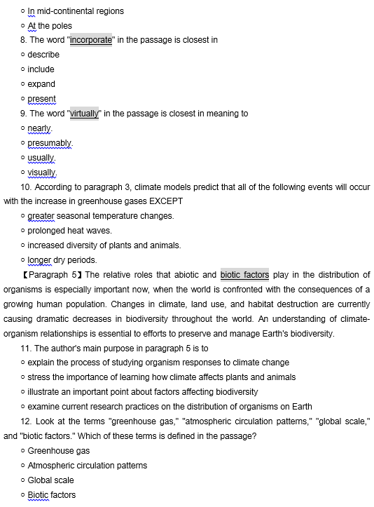 TPO35托福阅读真题练习：Population and climate