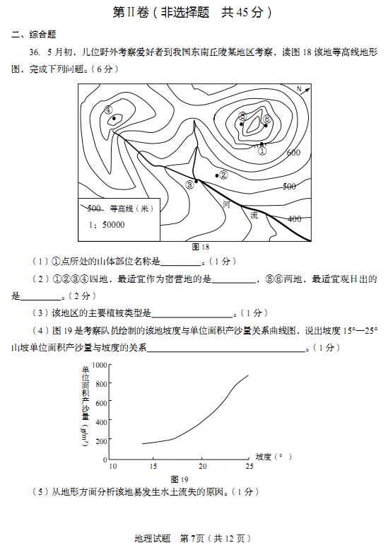 山东青岛2017中考地理试题及答案