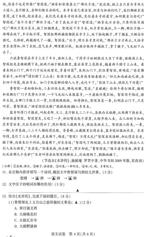 江苏南京2017中考语文试题及答案