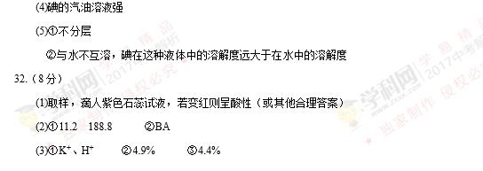 江苏苏州2017中考化学试题及答案