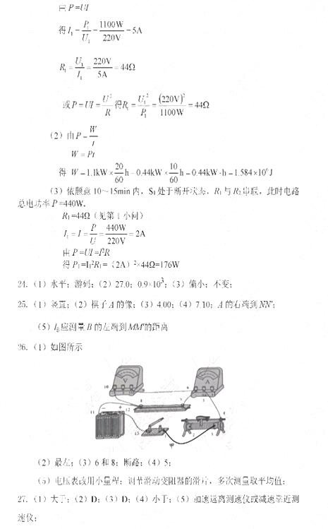 江苏盐城2017中考物理试题及答案