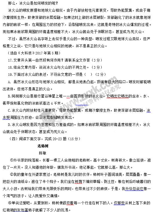 山东临沂2017中考语文试题及答案