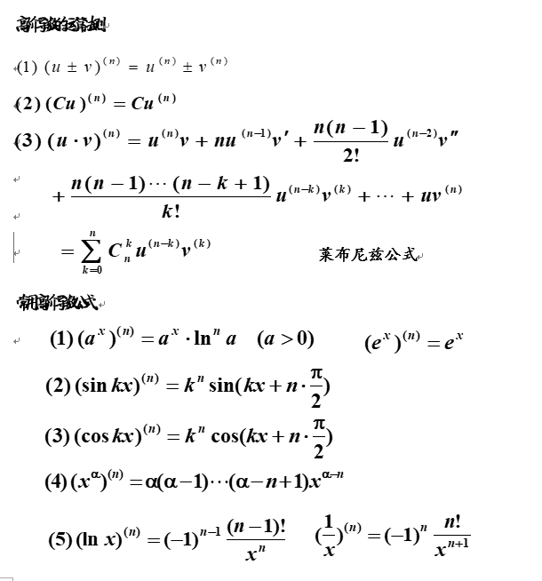 21考研数学 常见高阶导数8个必备公式 考研数学必备公式手册 公式大全 第页 跨考网