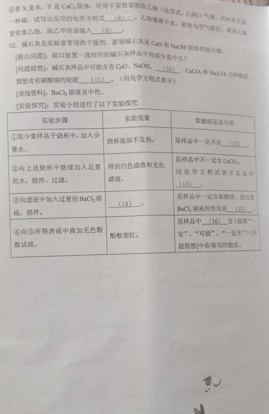 2019上海奉贤中考二模化学试卷及答案