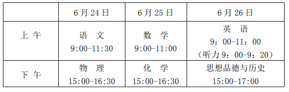 2019广西桂林中考时间：6月24日至26日