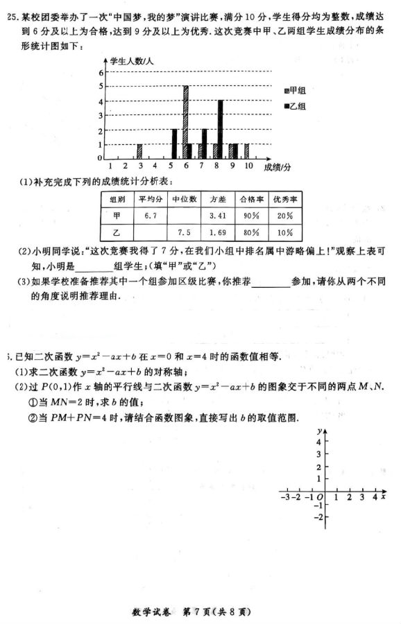 2019北京通州区中考一模数学试题及答案