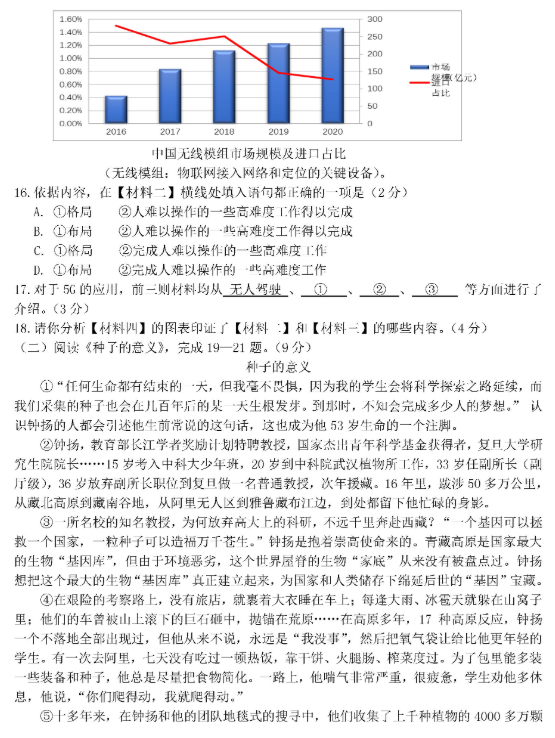 2019北京密云区中考一模语文试题及答案