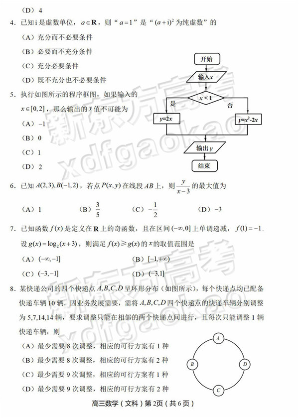2019北京丰台区高三二模文科数学试题及答案