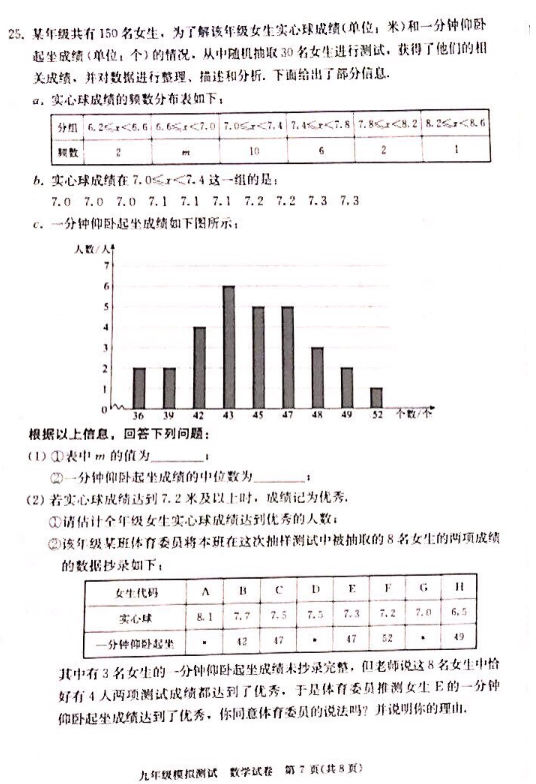 2019北京西城区中考二模数学试题及答案