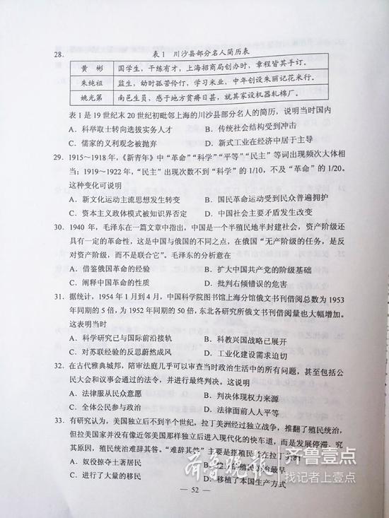 2019高考全国卷1文综试题及参考答案 2019高考全国卷1文综试题及参考答案