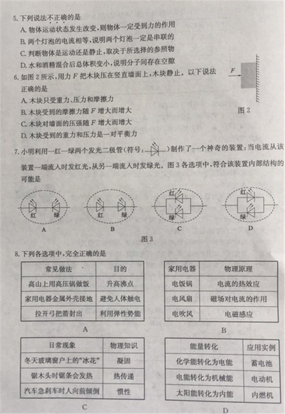 2019山东济宁中考物理试题及答案