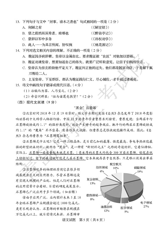 2019山东青岛中考语文试题及答案