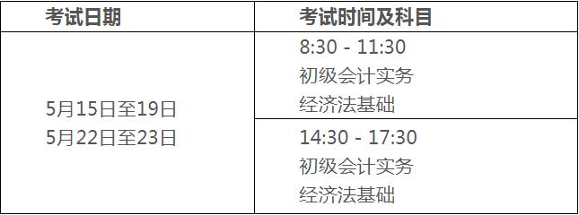2021年广东揭阳市初级会计职称考试时间5月15日至19日，5月22日至23日