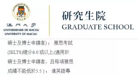 澳门大学雅思申请要求