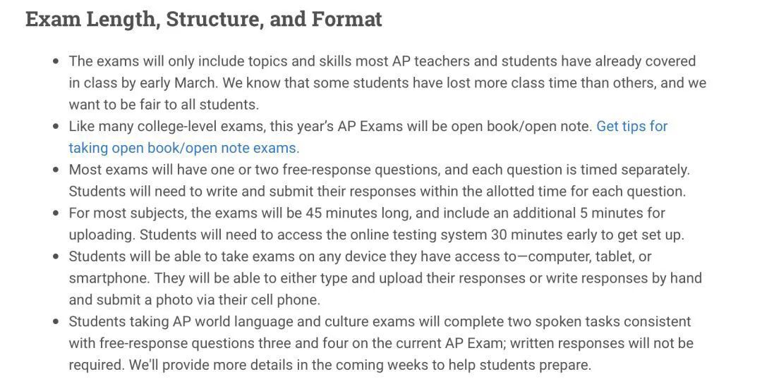 \ 2020年AP开卷网考时间及考试细节
