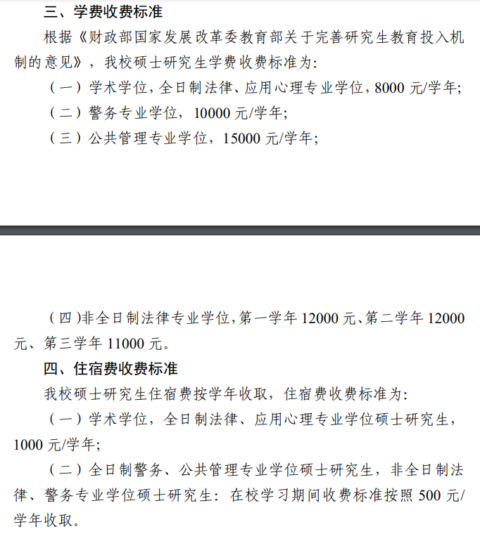 2025中国刑事警察学院研究生学费多少钱一年-各专业收费标准
