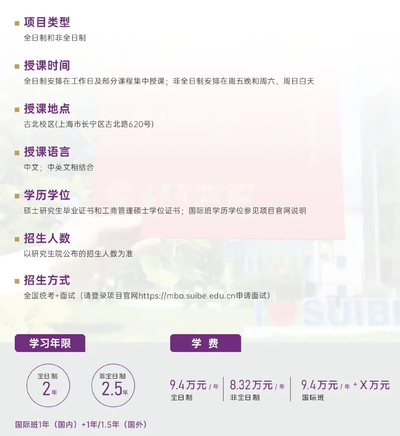 2025年上海对外经贸大学MBA招生简章